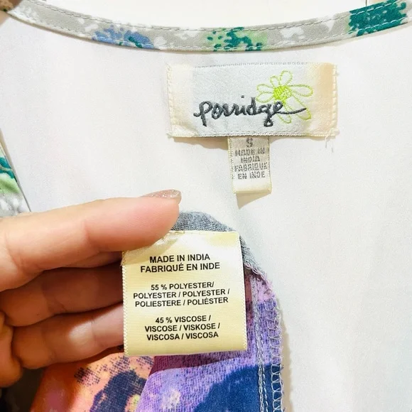 PORRIDGE Anthropologie Floral Mixed Media Tank Top Boho Festival Size S & M - Picture 8 of 12